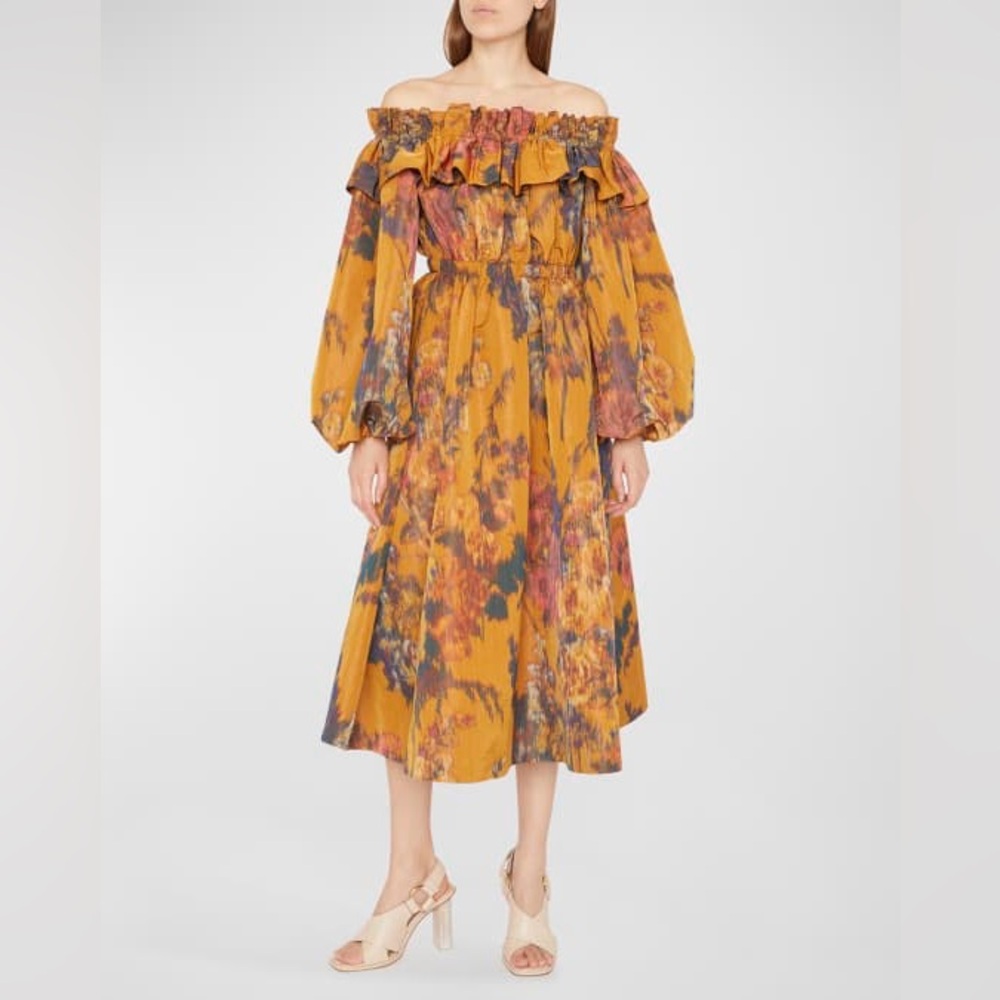 Ulla Johnson Adelina Off-the-Shoulder Midi Ruffle Dress new with tags size 8